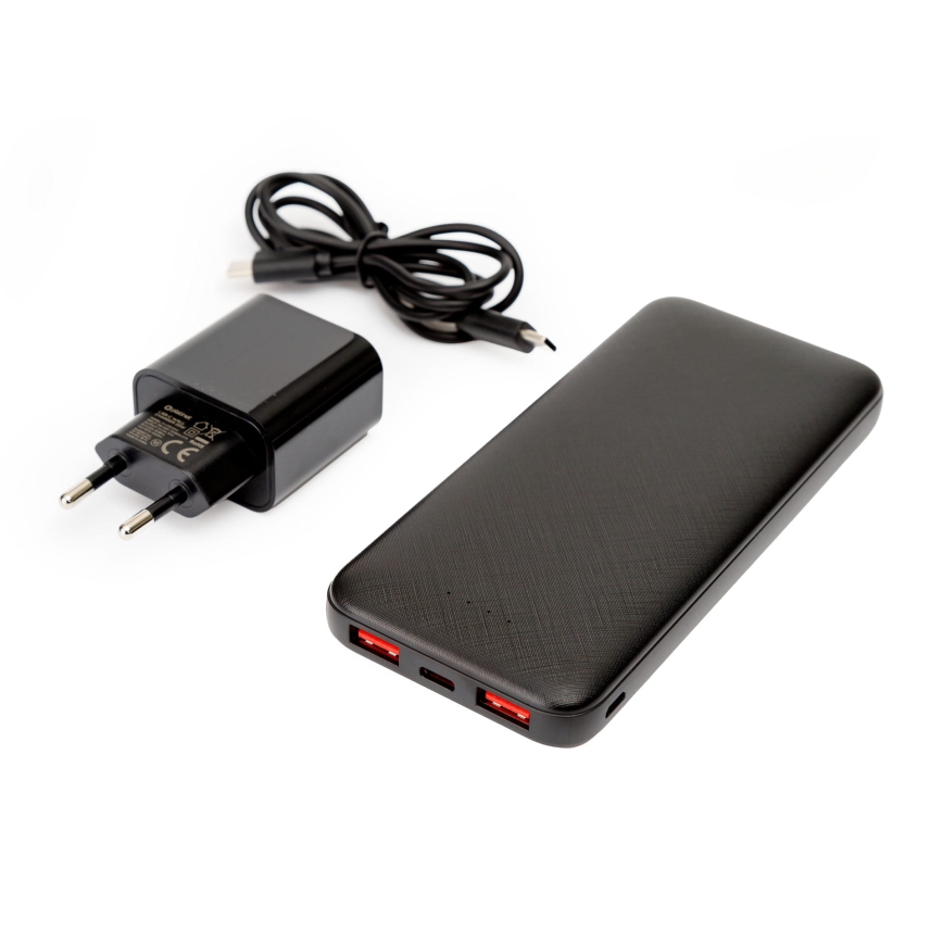 Powerbank 10000 mAh + Adapter 20W Power Delivery + USB-C/USB-C Kabel 1m schwarz