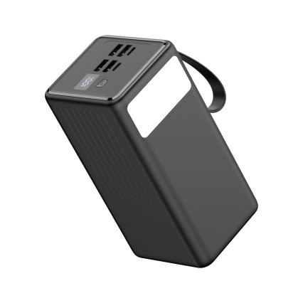 Powerbank 60000 mAh 20W Power Delivery 4xUSB-A + 2xUSB-C mit LED-Taschenlampe und USB-C Kabel 1m schwarz