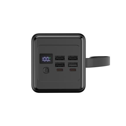 Powerbank 60000 mAh 20W Power Delivery 4xUSB-A + 2xUSB-C mit LED-Taschenlampe und USB-C Kabel 1m schwarz