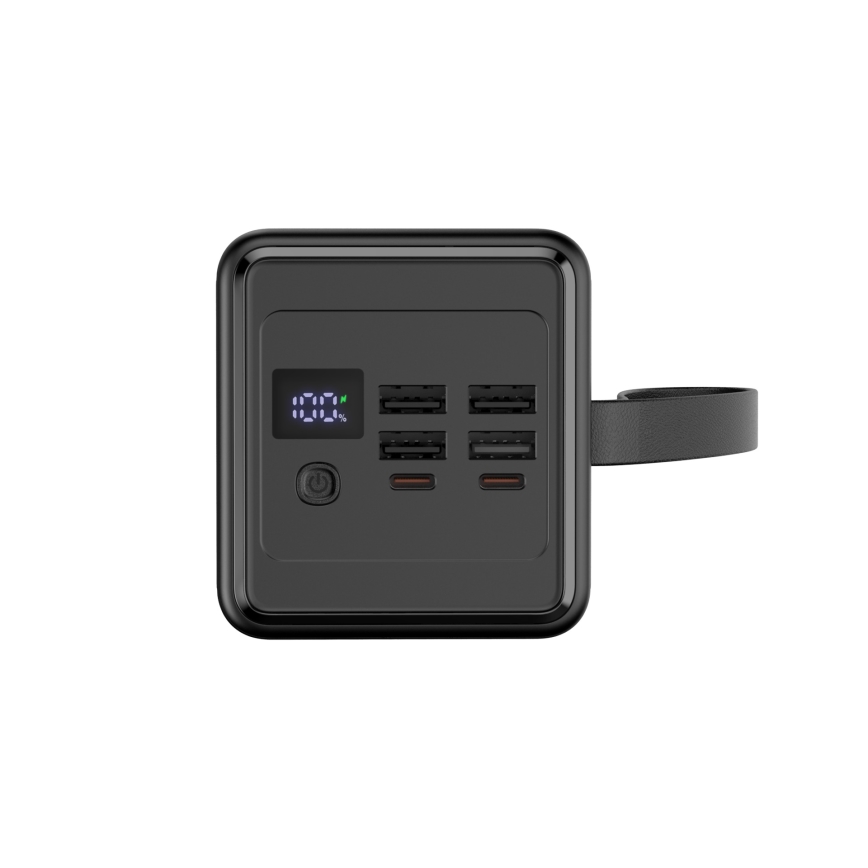Powerbank 60000 mAh 20W Power Delivery 4xUSB-A + 2xUSB-C mit LED-Taschenlampe und USB-C Kabel 1m schwarz