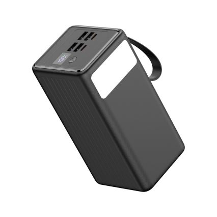 Powerbank 60000 mAh 65W Power Delivery 4xUSB-A + 2xUSB-C mit LED-Taschenlampe und USB-C Kabel 1m schwarz