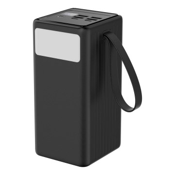 Powerbank 60000 mAh 65W Power Delivery 4xUSB-A + 2xUSB-C mit LED-Taschenlampe und USB-C Kabel 1m schwarz