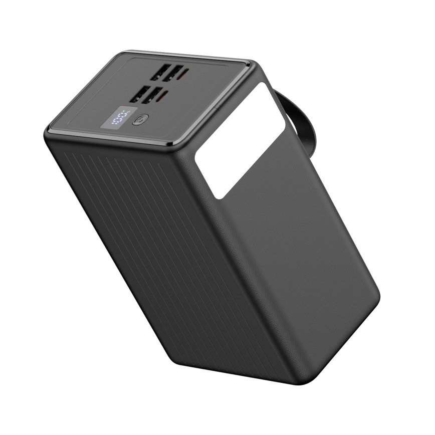 Powerbank 80000 mAh 20W Power Delivery 4x USB-A + 2x USB-C mit LED-Taschenlampe und 1m USB-C-Kabel, schwarz