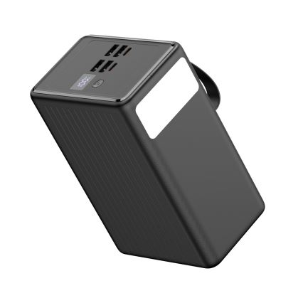 Powerbank 80000 mAh 20W Power Delivery 4xUSB-A + 2xUSB-C mit LED-Taschenlampe und USB-C Kabel 1m schwarz