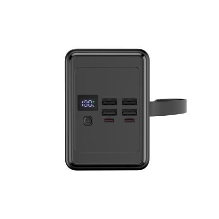 Powerbank 80000 mAh 20W Power Delivery 4xUSB-A + 2xUSB-C mit LED-Taschenlampe und USB-C Kabel 1m schwarz