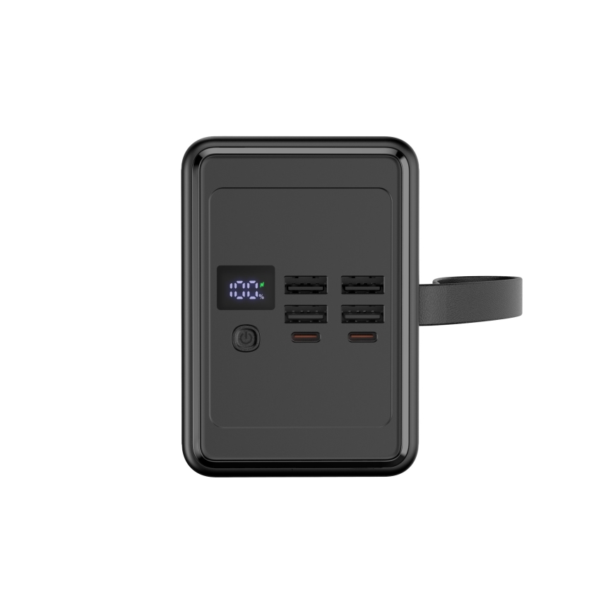 Powerbank 80000 mAh 20W Power Delivery 4xUSB-A + 2xUSB-C mit LED-Taschenlampe und USB-C Kabel 1m schwarz