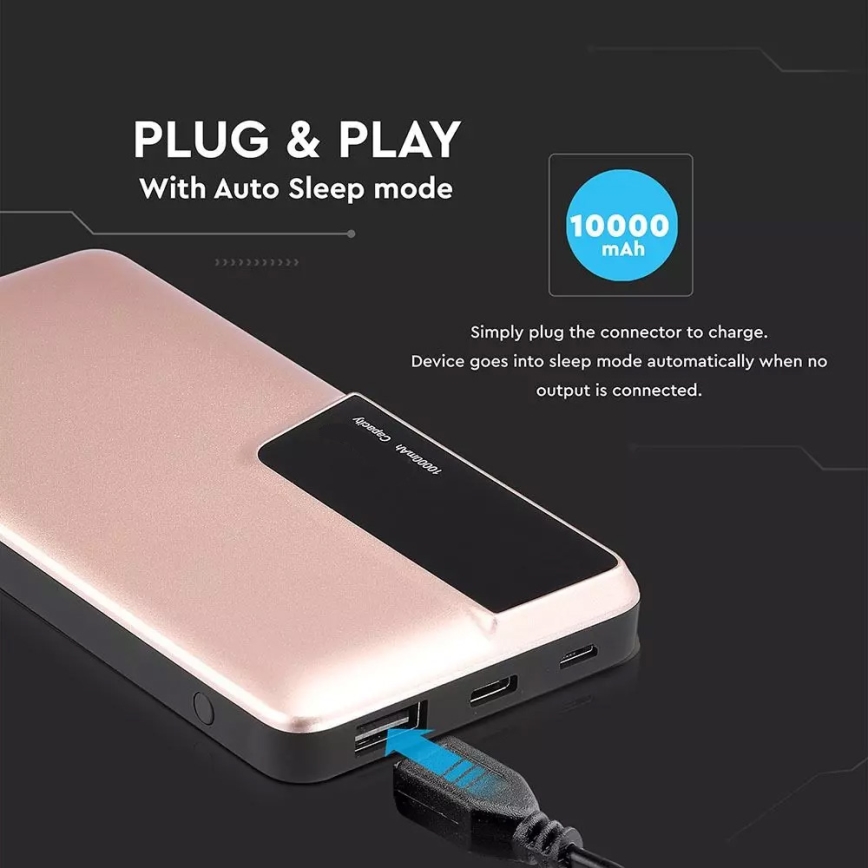 Powerbank mit Display-Anzeige 10000mAh/3,7V Roségold