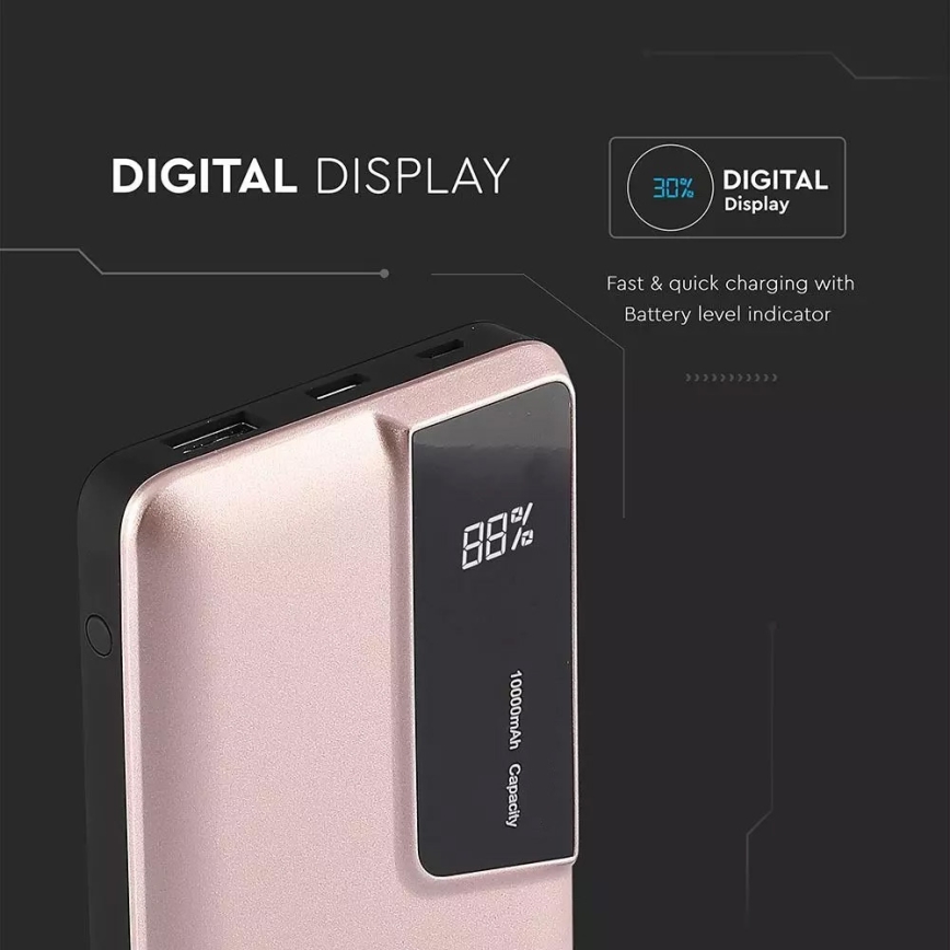 Powerbank mit Display-Anzeige 10000mAh/3,7V Roségold