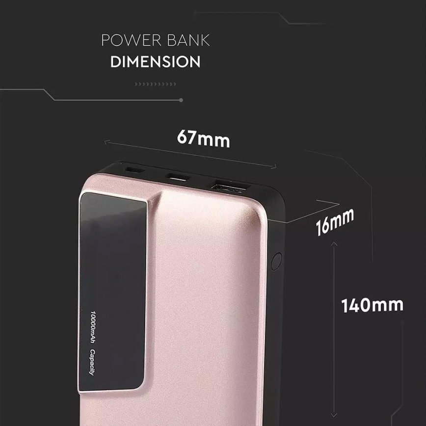 Powerbank mit Display-Anzeige 10000mAh/3,7V Roségold