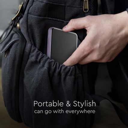 Powerbank mit Display und kabellosem Laden Power Delivery 5000mAh/20W/5V lila