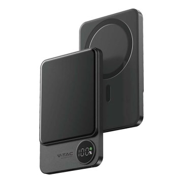 Powerbank mit Display und kabellosem Laden Power Delivery 5000mAh/20W/5V Schwarz