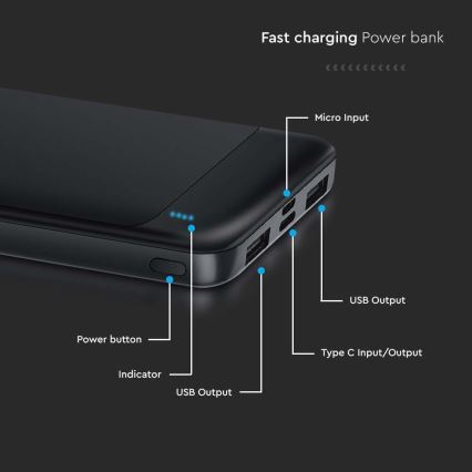 Powerbank Power Delivery 10000mAh/22,5W/5V schwarz