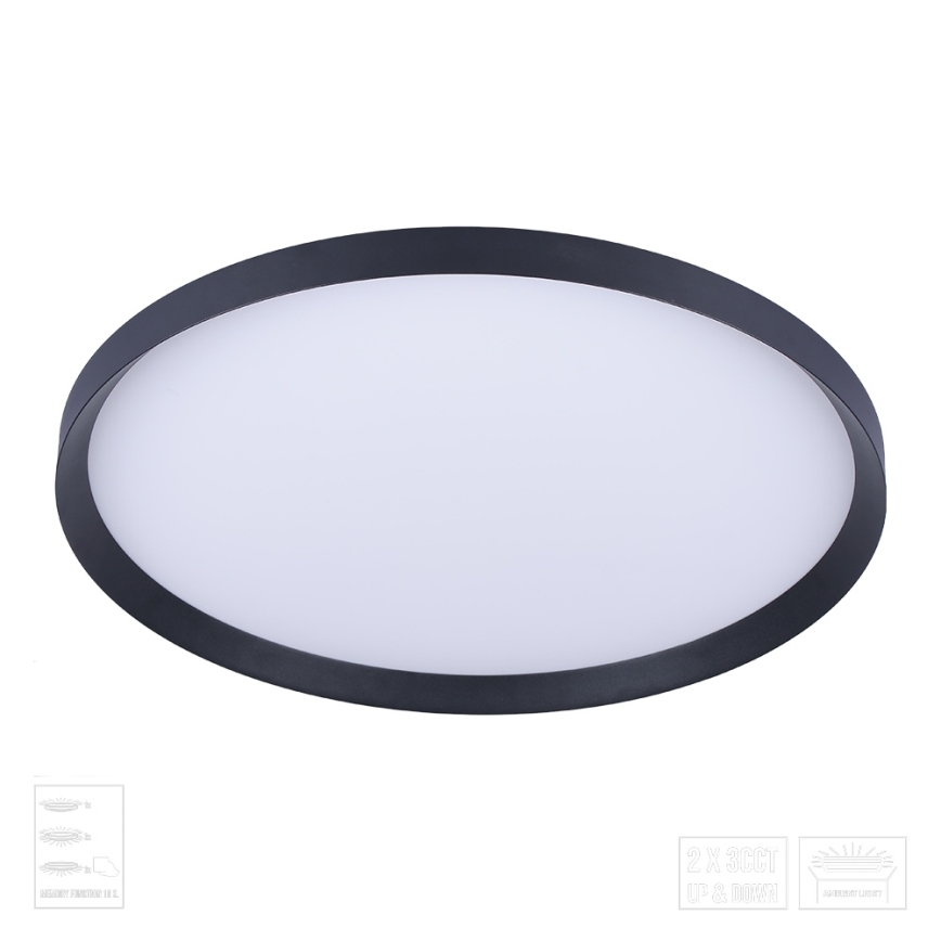 Prezent 17311 - LED-Deckenleuchte ADRA LED/42W/230V + LED/13W 3000/4000/6000K Ø 48,5 cm schwarz