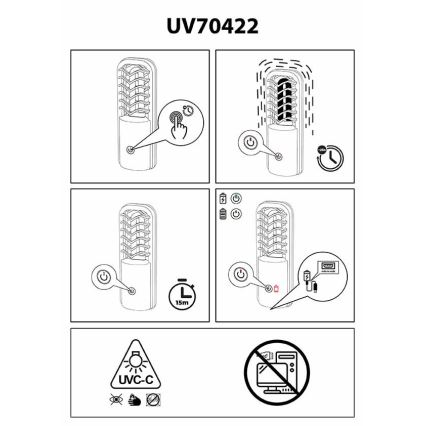 Prezent 70422 - Tragbare Desinfektions-Keimtötungslampe UVC/2,5W/5V USB