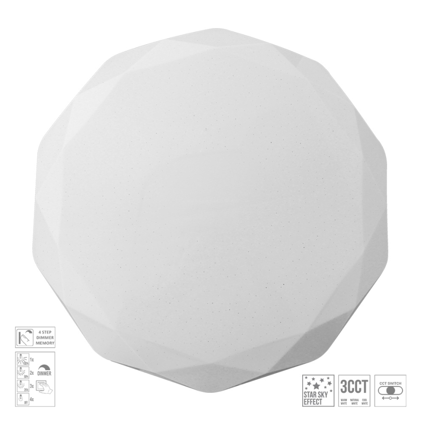 Prezent 71343 - IRIDIO, dimmbare LED-Deckenleuchte, 40 W, 230 V, 3000/4000/6500 K, Ø 49,5 cm, weiß