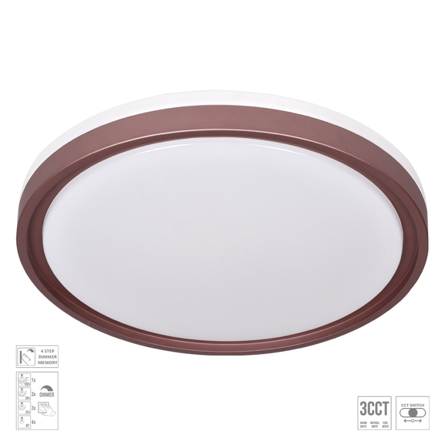 Prezent 71344 - Dimmbare LED-Deckenleuchte FLOREN LED/30W/230V 3000/4000/6500K Ø 41,5 cm braun
