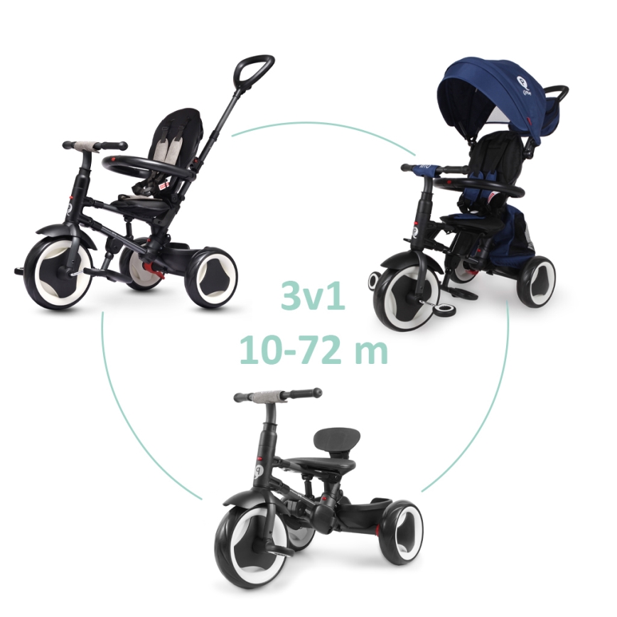 QPlay - 3-in-1 Kinder-Dreirad RITO EVA PLUS, blau