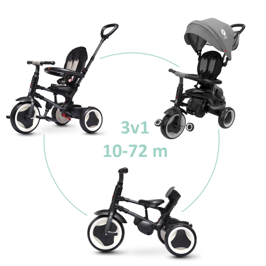 QPlay - 3-in-1 Kinder-Dreirad RITO EVA PLUS grau