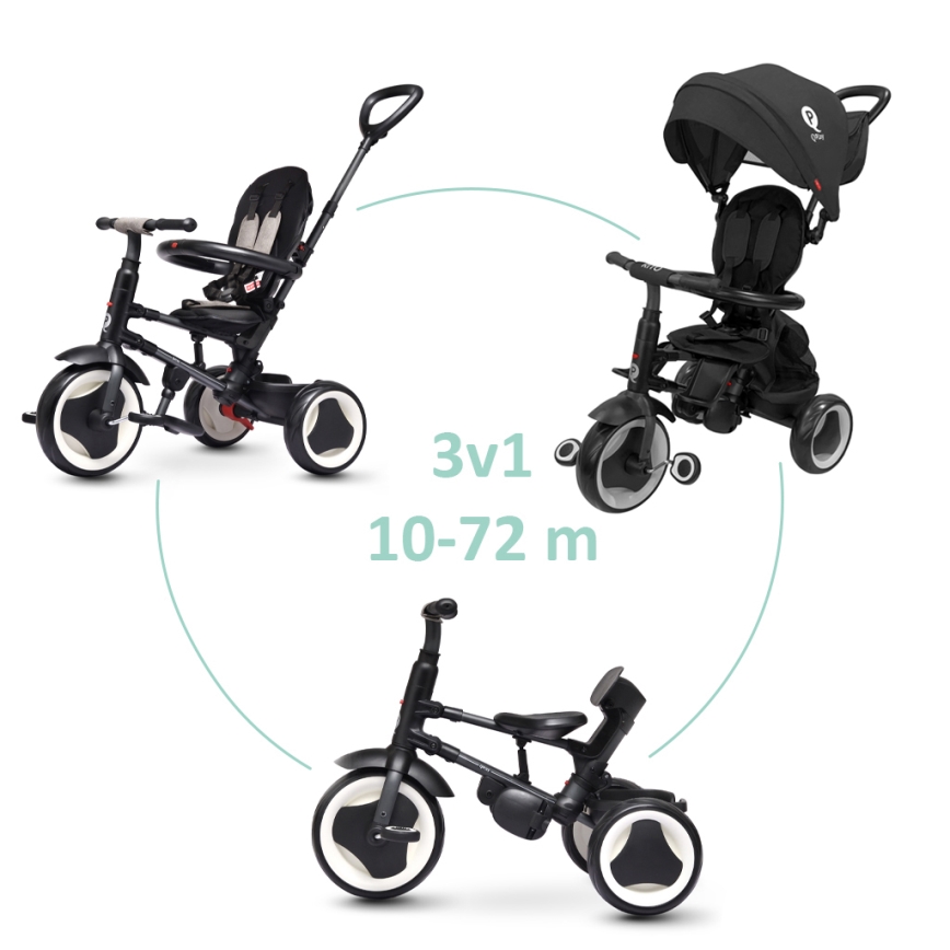 QPlay - 3-in-1 Kinder-Dreirad RITO EVA PLUS schwarz