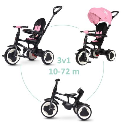 QPlay - Kinder-Dreirad 3-in-1 RITO EVA rosa