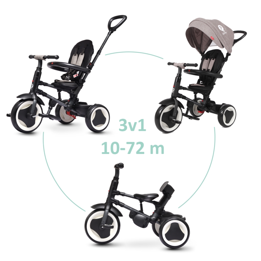 QPlay - Kinder-Dreirad 3-in-1 RITO EVO grau
