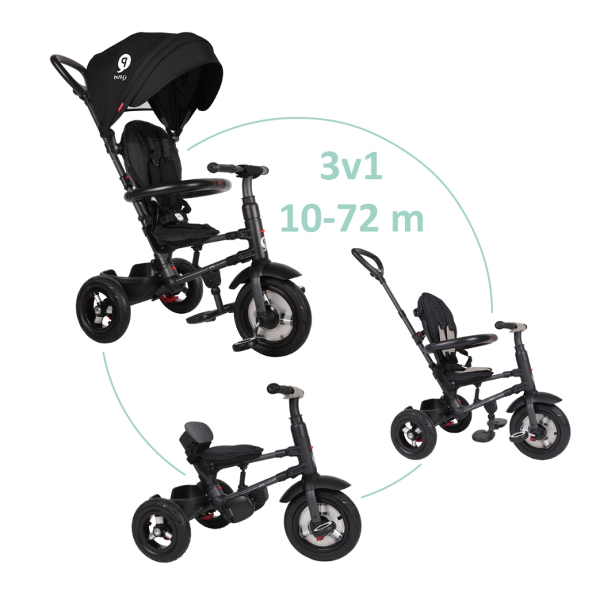 QPlay - Kinder-Dreirad 3in1 RITO AIR schwarz
