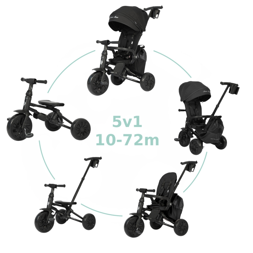 QPlay - Kinder-Dreirad 5-in-1 NOVA MAX, schwarz