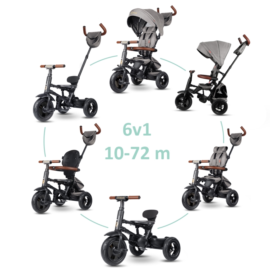QPlay - Kinder-Dreirad 6-in-1 RITO DELUXE grau
