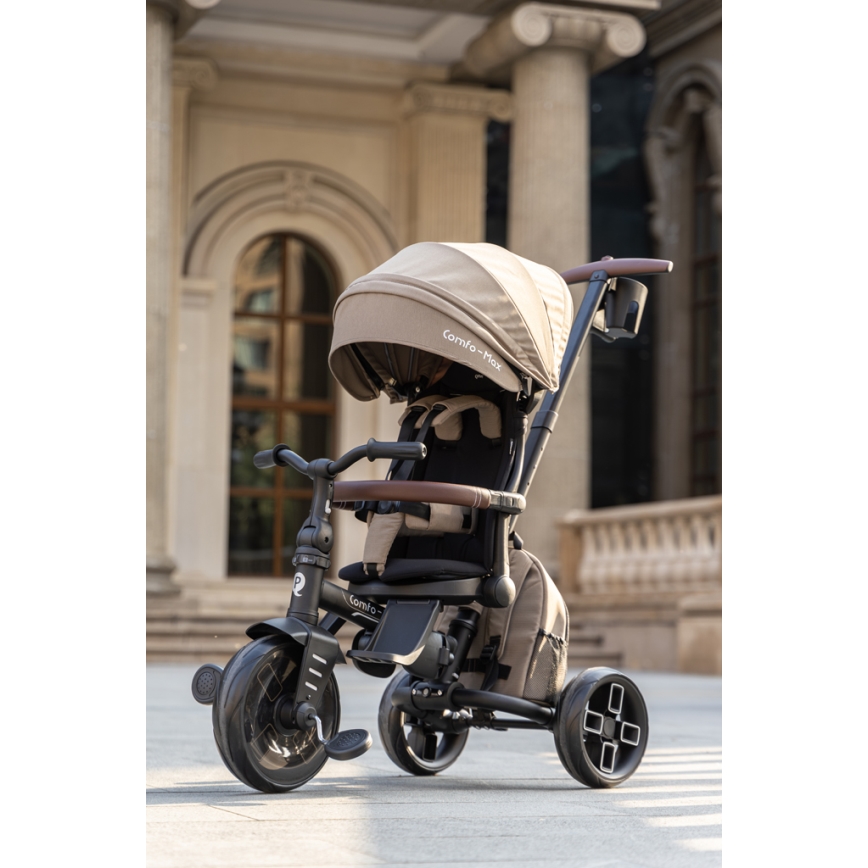 QPlay - Kinder-Dreirad 7-in-1 COMFO MAX Braun