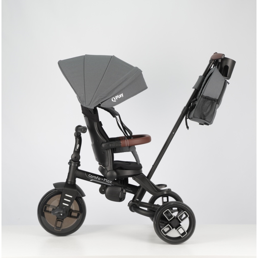 QPlay - Kinder-Dreirad 8-in-1 COMFO MAX grau