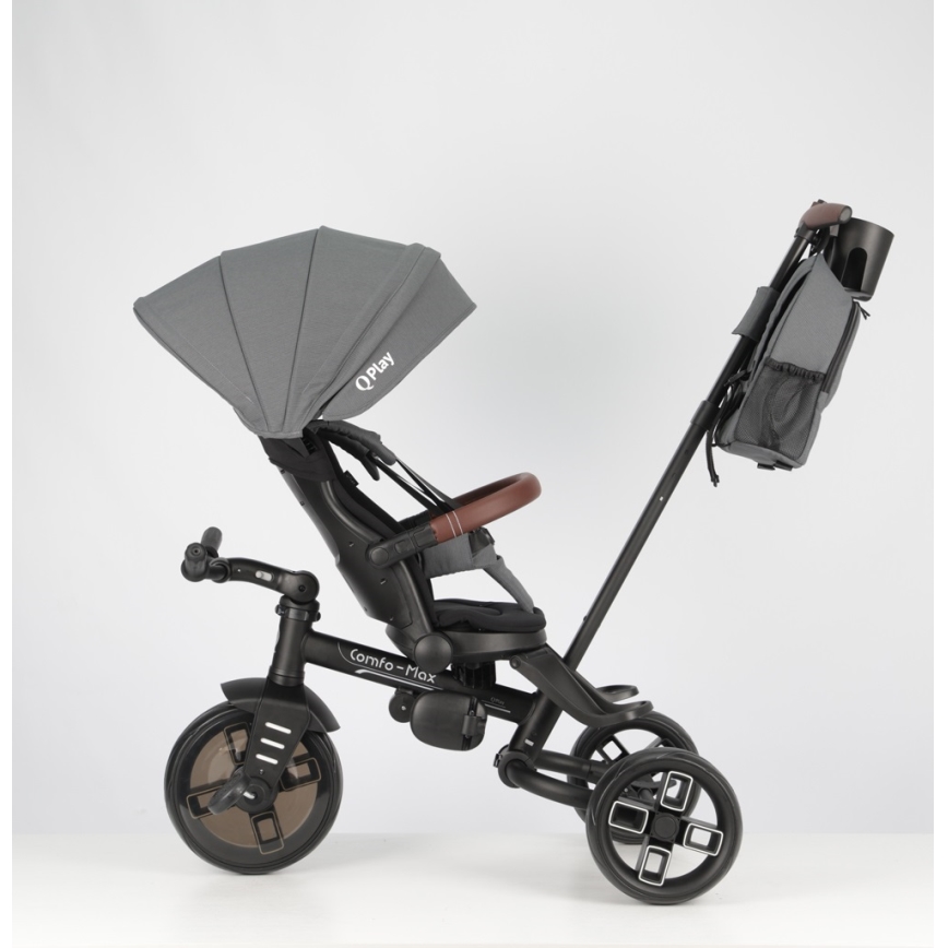 QPlay - Kinder-Dreirad 8-in-1 COMFO MAX grau