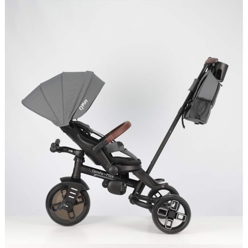 QPlay - Kinder-Dreirad 8-in-1 COMFO MAX grau