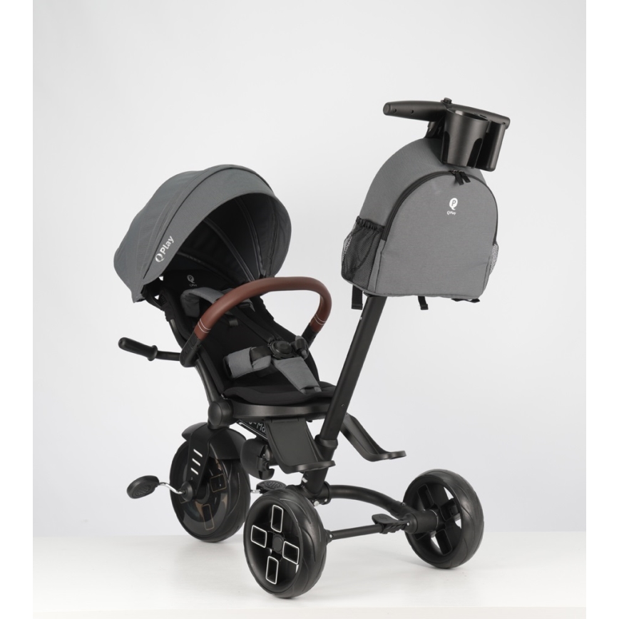 QPlay - Kinder-Dreirad 8-in-1 COMFO MAX grau
