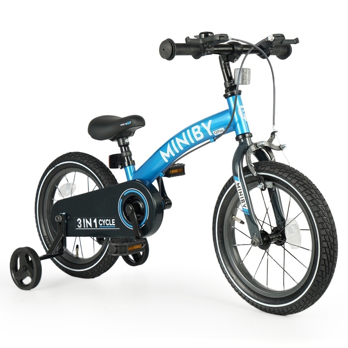 QPlay - Kinderfahrrad 14" MINIBY 3in1 blau