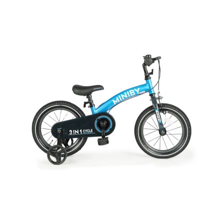 QPlay - Kinderfahrrad 14" MINIBY 3in1 blau