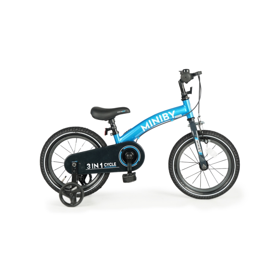 QPlay - Kinderfahrrad 14" MINIBY 3in1 blau