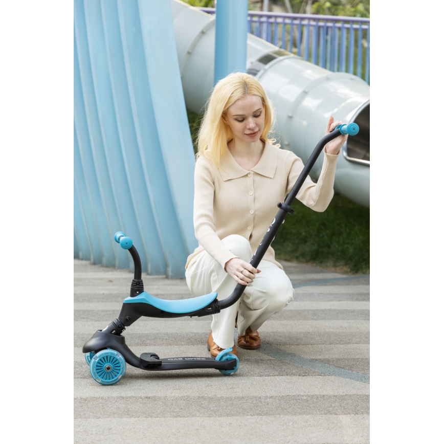 QPlay - Kinderroller SEMA EVO 5-in-1 mit LED-Rädern, blau