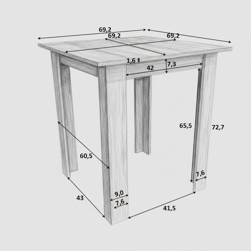 Quadratischer Esstisch LEVI Eiche