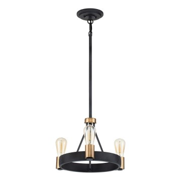 Quintiesse - Deckenleuchte an Stange SILAS 3xE27/60W/230V Ø 42,2 cm schwarz/gold