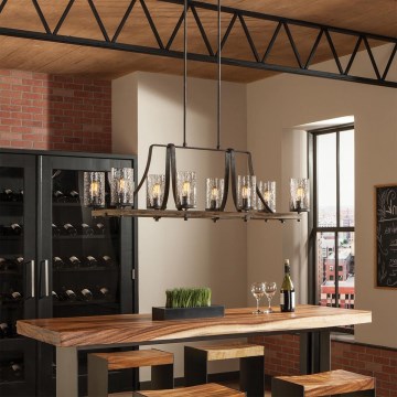 Quintiesse - Deckenleuchte mit Stange ANGELO 8xE27/60W/230V Eichen-Dekor