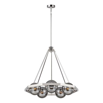 Quintiesse - Deckenleuchte mit Stange HARPER 5xE14/60W/230V Ø 77,5 cm glänzender Chrom/rauchfarben