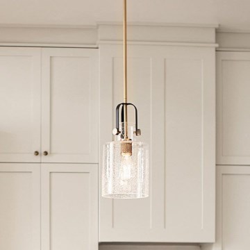 Quintiesse - Pendelleuchte mit Stange KITNER 1xE27/60W/230V Ø 18 cm gold/schwarz