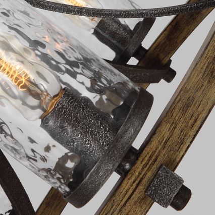 Quintiesse - Kronleuchter an Kette ANGELO 5xE27/60W/230V, Eichen-Dekor