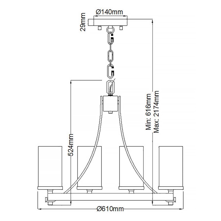 Quintiesse - Kronleuchter an Kette ANGELO 5xE27/60W/230V, Eichen-Dekor