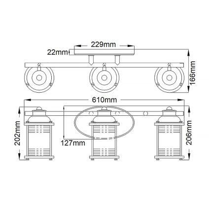 Quintiesse - Außenwandleuchte ASHLAND BAY 3xE27/60W/230V IP44 bronzefarben