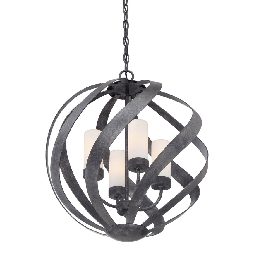 Quintiesse - Außen-Kronleuchter mit Kette BLACKSMITH 4xE14/40W/230V Ø 50,1 cm IP44 schwarz