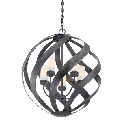 Quintiesse - Außen-Pendelleuchte mit Kette BLACKSMITH 5xE14/40W/230V Ø 66,4 cm IP44 schwarz