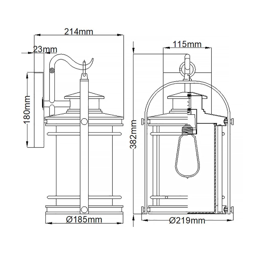 Quintiesse - Außenwandleuchte BOOKER M 1xE27/60W/230V IP44 mattchrom