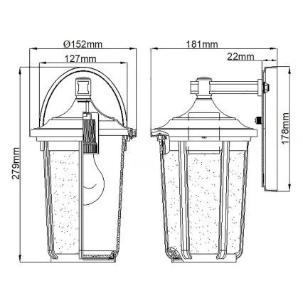 Quintiesse - Außenwandleuchte FAIRFIELD M 1xE27/60W/230V IP44 schwarz