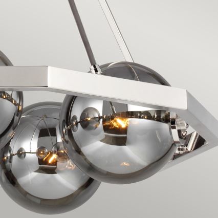 Quintiesse - Deckenleuchte mit Stange HARPER 5xE14/60W/230V Ø 77,5 cm glänzender Chrom/rauchfarben